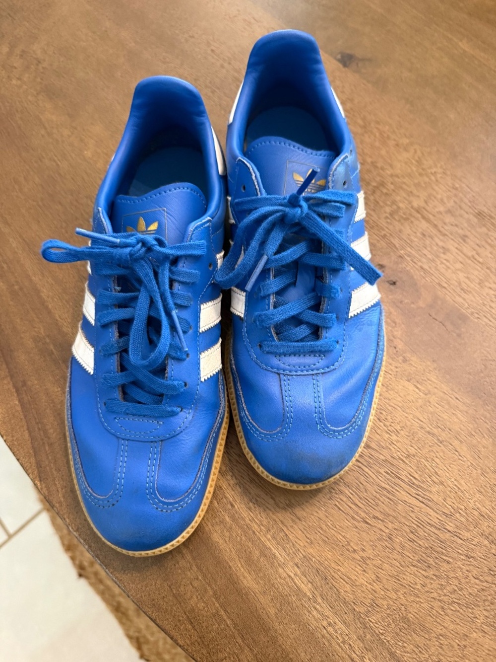 Kids Blue Adidas Sambas Size 7
